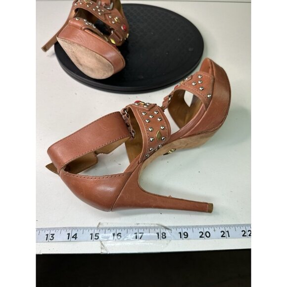 Pour La Victoire Kira Beaded Platform Heels Brown Sz 8.5 - Picture 11 of 13